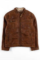 Faux-Suede Sherpa Lined Bomber Jacket