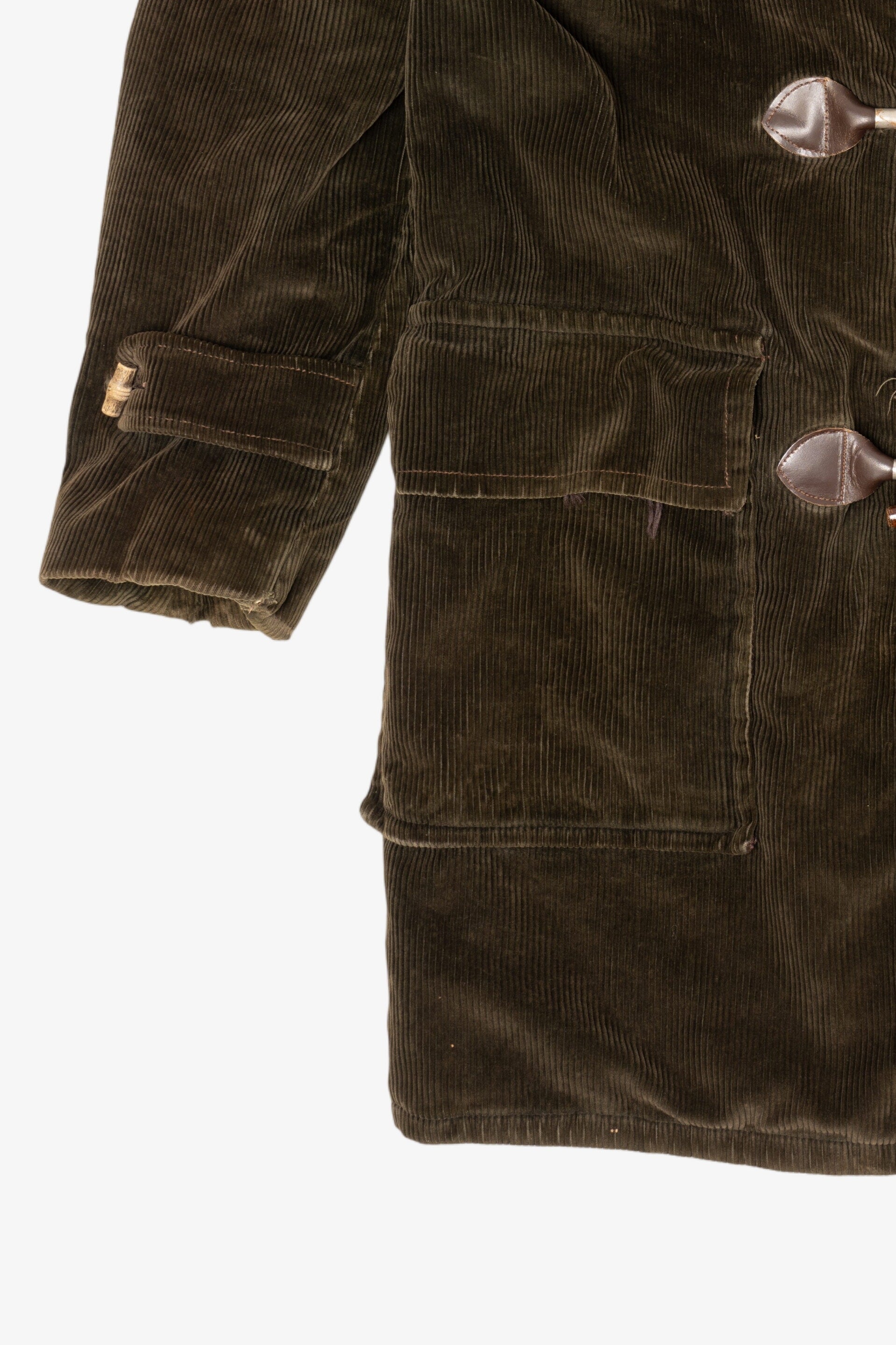 Vintage Distressed Sears Corduroy Sherpa Lined Duffle Coat (1970s)