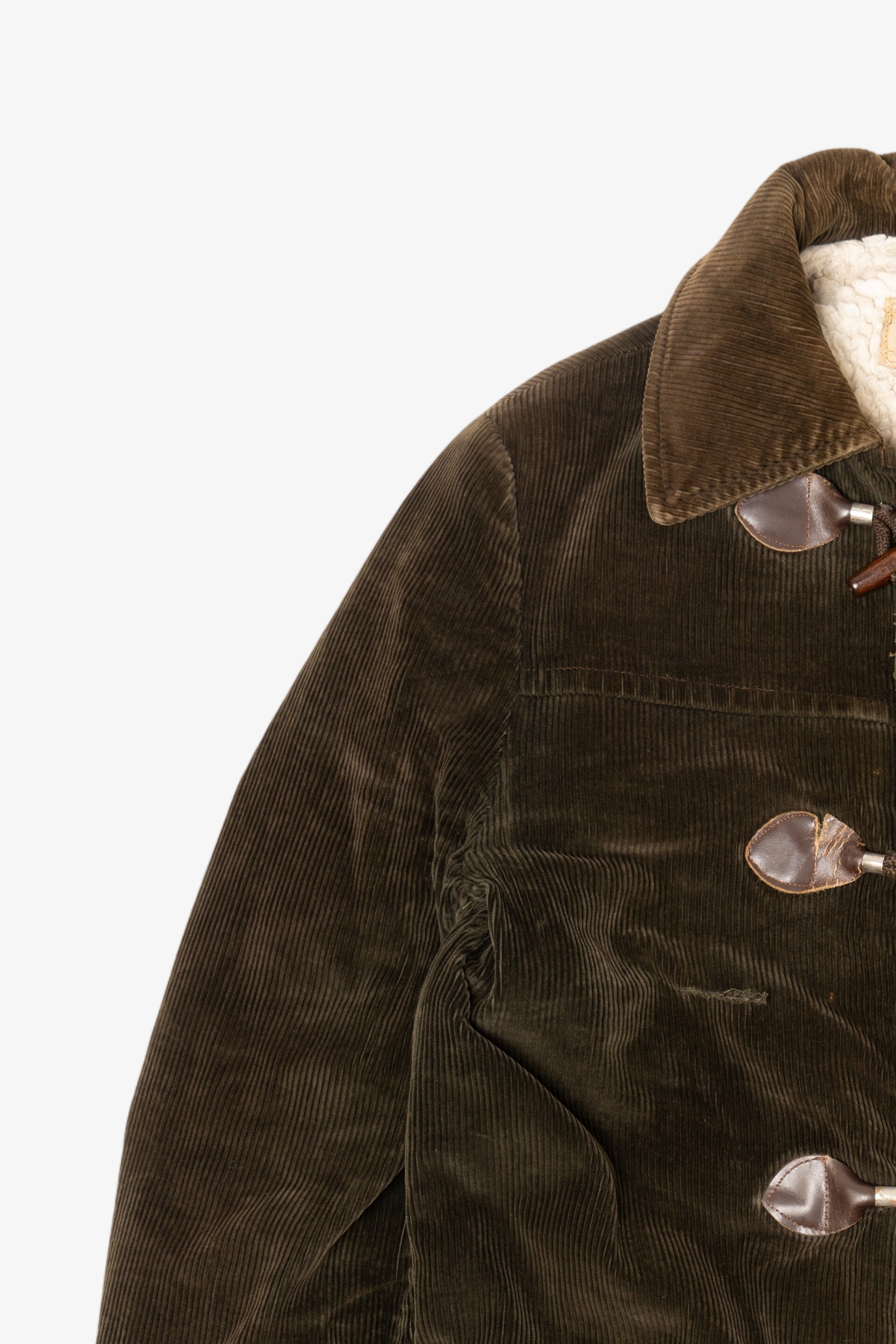 Vintage Distressed Sears Corduroy Sherpa Lined Duffle Coat (1970s)