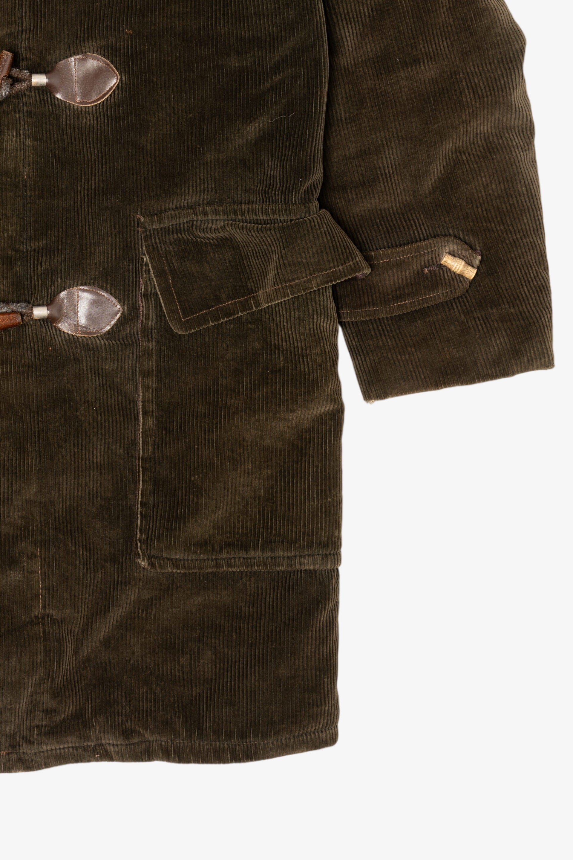 Vintage Distressed Sears Corduroy Sherpa Lined Duffle Coat (1970s