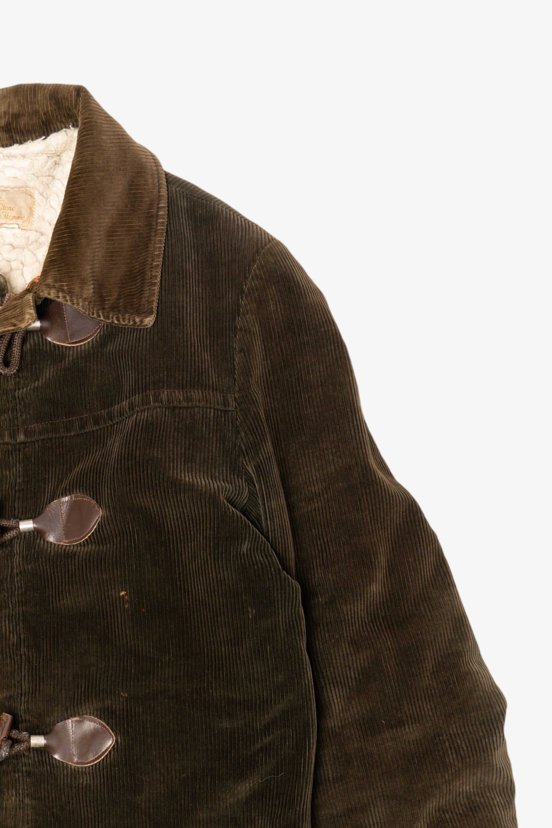 Vintage Distressed Sears Corduroy Sherpa Lined Duffle Coat (1970s