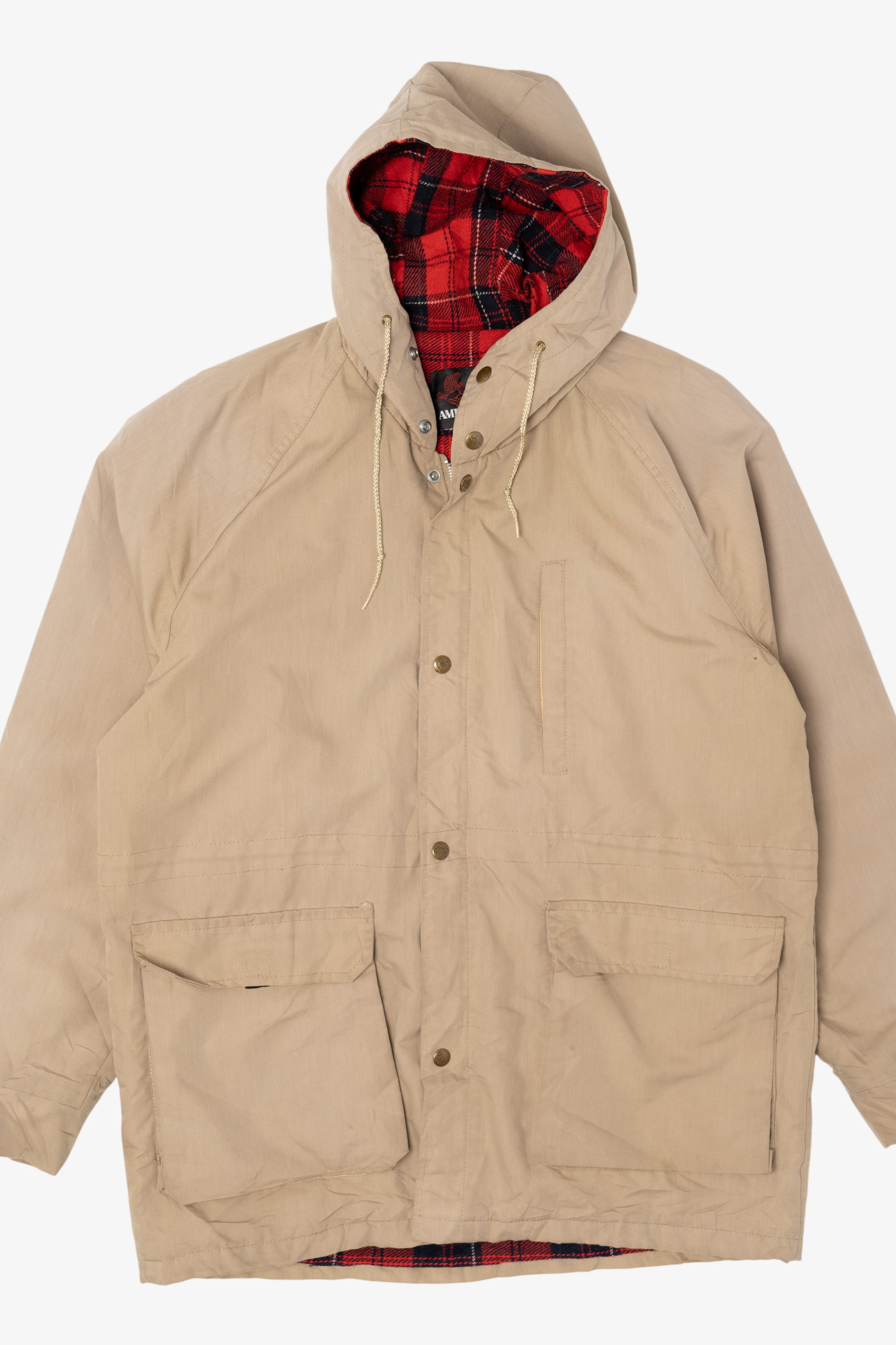 Vintage Khaki American Jac Plaid Lined Hooded Jacket (1980s)