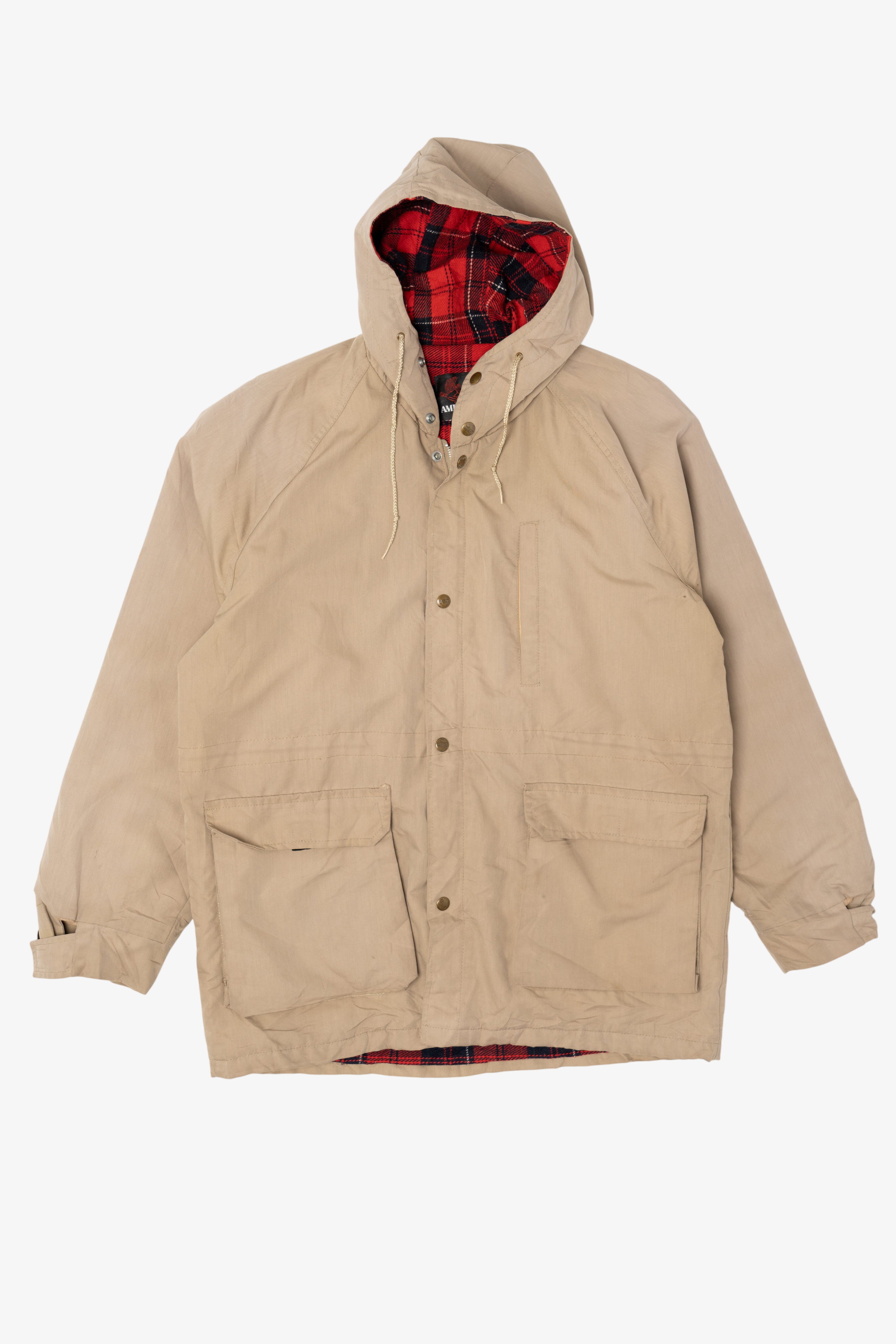 Vintage Khaki American Jac Plaid Lined Hooded Jacket (1980s)