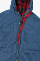 Vintage Blue Woolrich Plaid Lined Winter Coat (1990s)