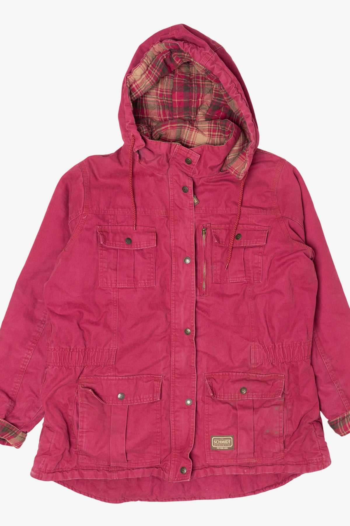 Vintage Raspberry Schmidt Plaid Lined Utility Jacket (2000s)