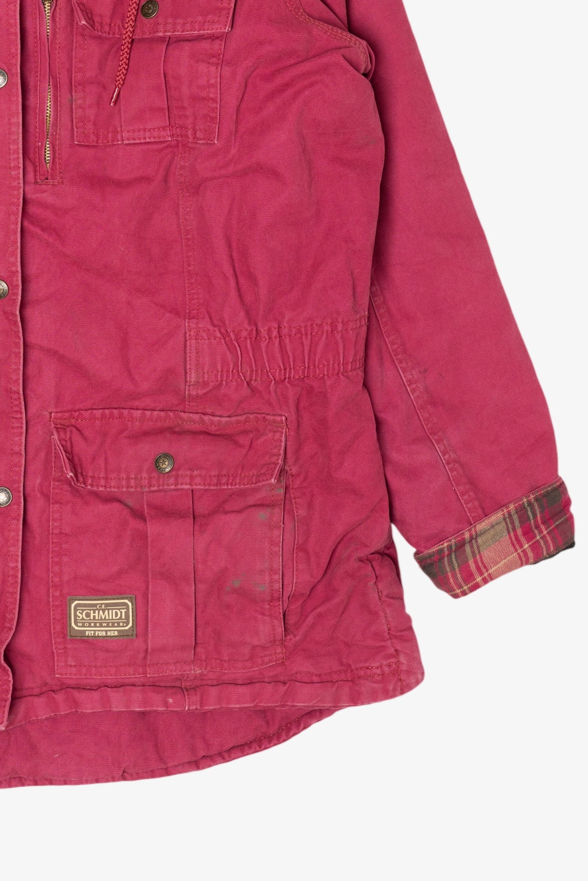 Vintage Raspberry Schmidt Plaid Lined Utility Jacket (2000s)