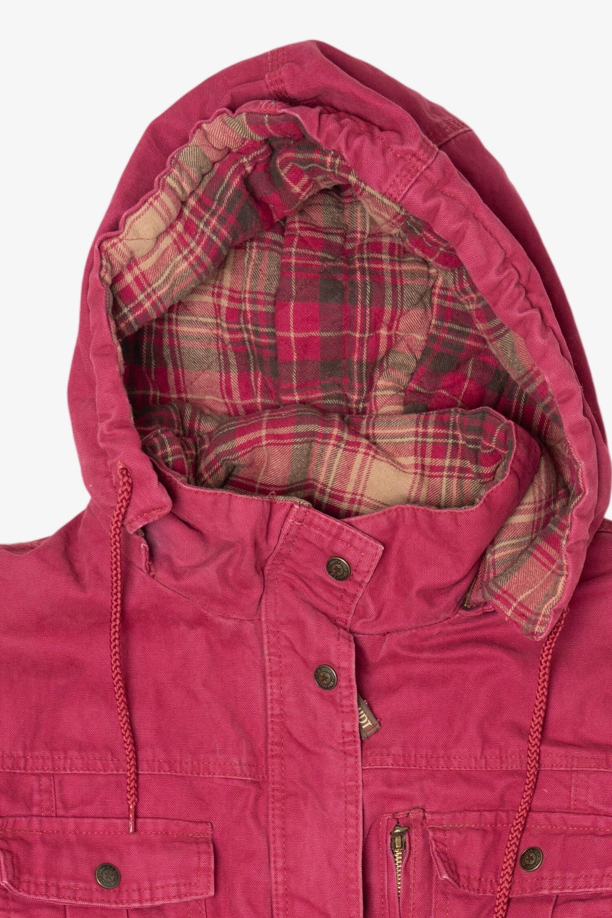 Vintage Raspberry Schmidt Plaid Lined Utility Jacket (2000s)