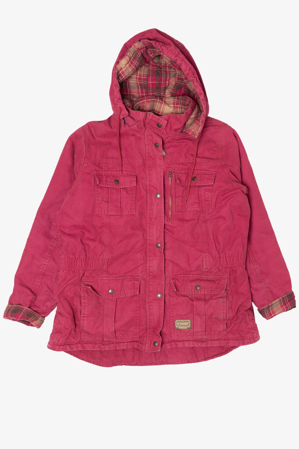 Vintage Raspberry Schmidt Plaid Lined Utility Jacket (2000s)