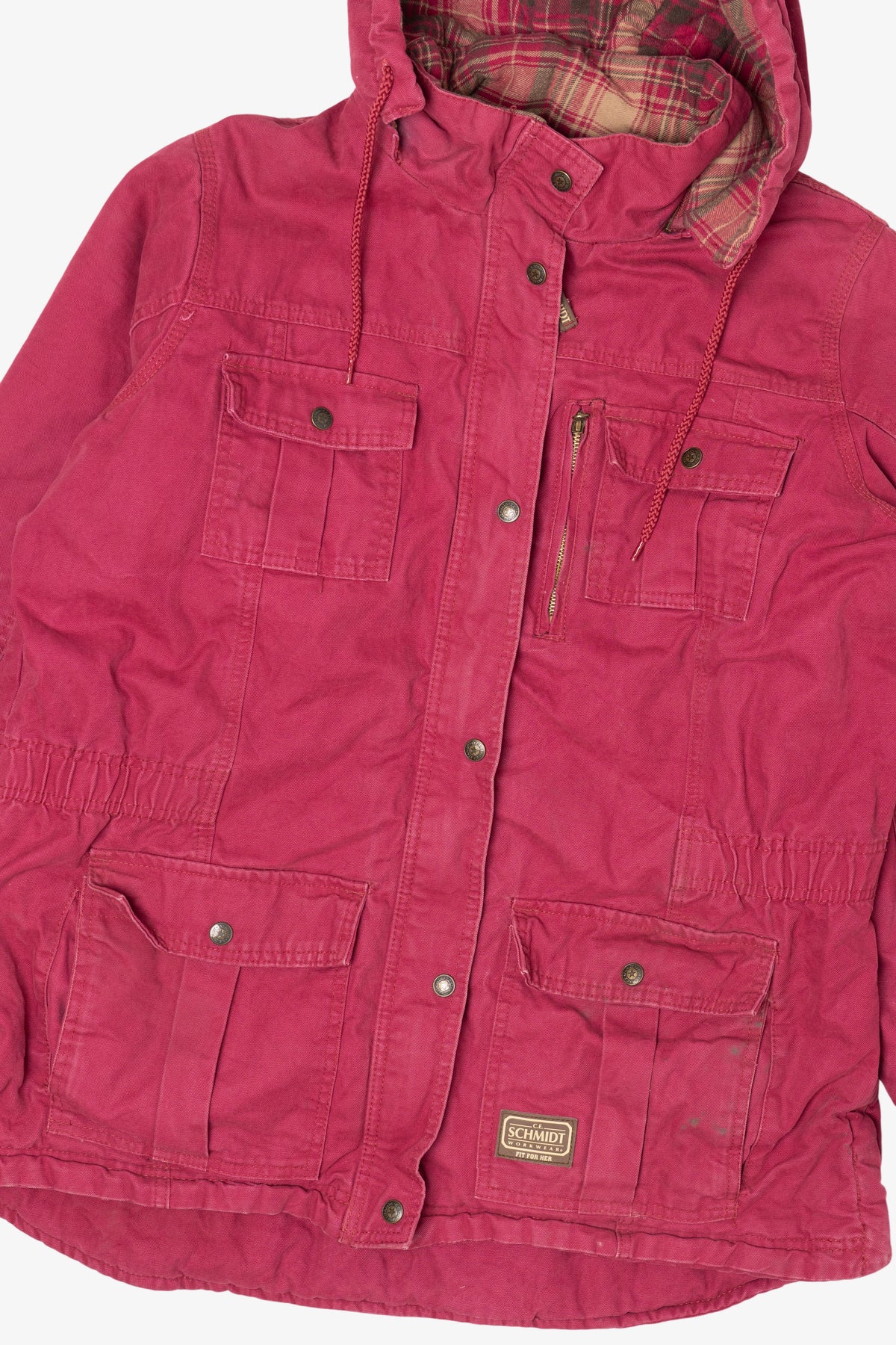 Vintage Raspberry Schmidt Plaid Lined Utility Jacket (2000s)