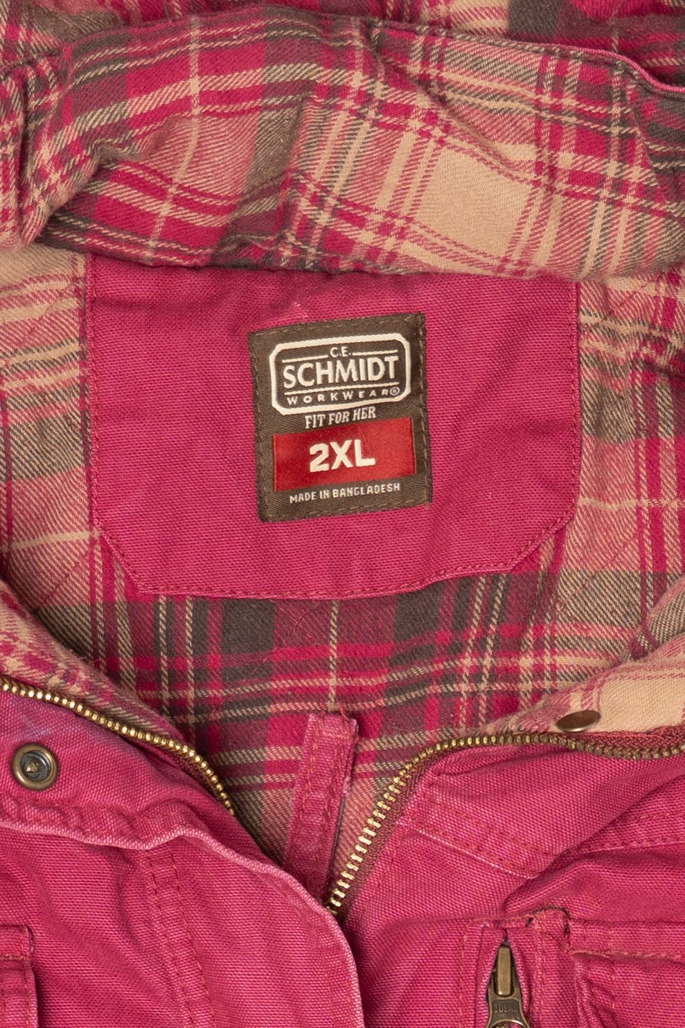 Vintage Raspberry Schmidt Plaid Lined Utility Jacket (2000s)