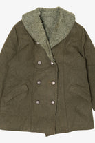 Vintage Olive Faux Fur Trimmed Winter Peacoat (1980s)