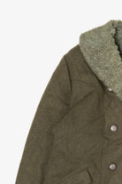 Vintage Olive Faux Fur Trimmed Winter Peacoat (1980s)