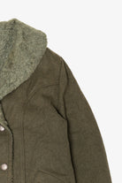 Vintage Olive Faux Fur Trimmed Winter Peacoat (1980s)