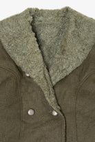 Vintage Olive Faux Fur Trimmed Winter Peacoat (1980s)