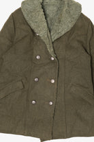 Vintage Olive Faux Fur Trimmed Winter Peacoat (1980s)