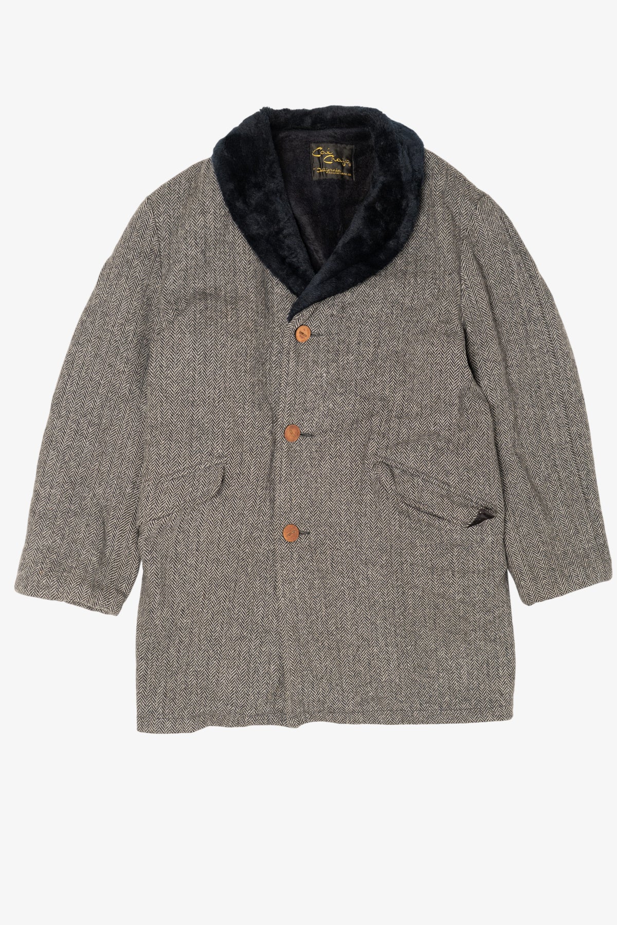 Vintage Gray Cal Craft Faux Fur Trimmed Winter Coat (1980s)