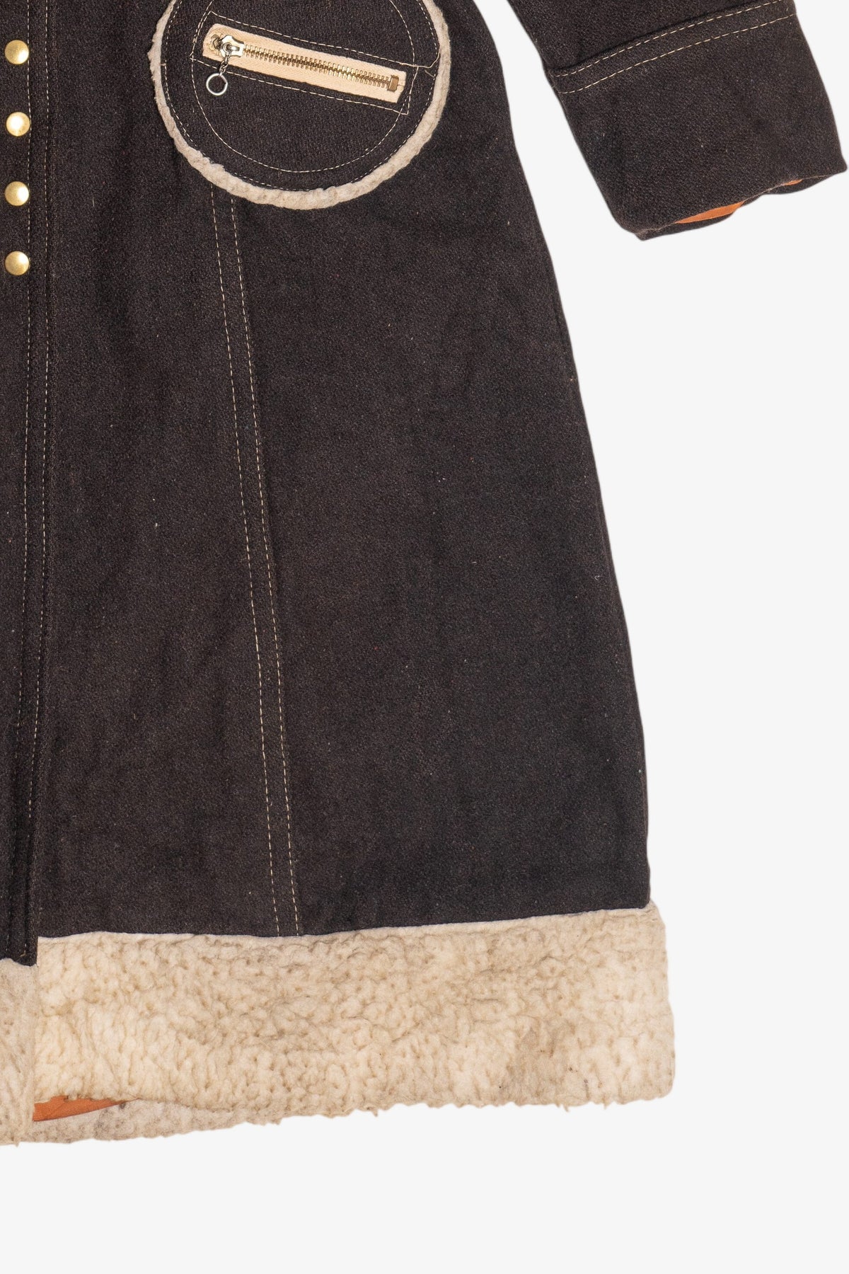 Vintage Penny Lane Shearling Trim Wool Coat (1970s)