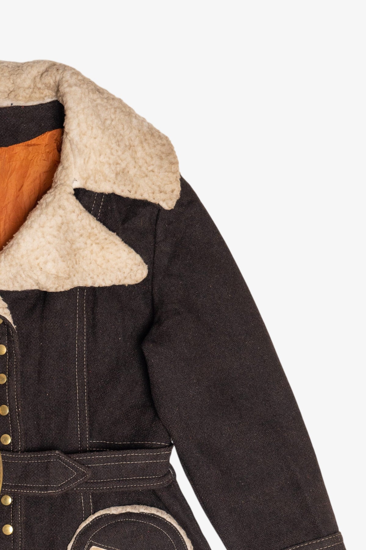 Vintage Penny Lane Shearling Trim Wool Coat (1970s)