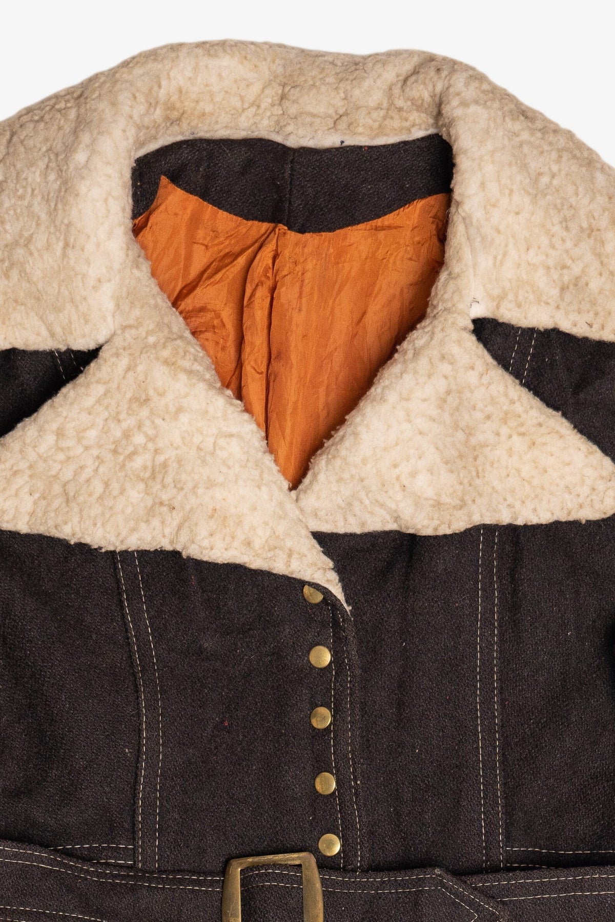 Vintage Penny Lane Shearling Trim Wool Coat (1970s)