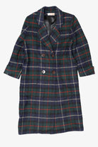 Vintage Plaid Henry White Double-Breasted Overcoat (1980s)