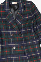 Vintage Plaid Henry White Double-Breasted Overcoat (1980s)