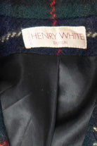 Vintage Plaid Henry White Double-Breasted Overcoat (1980s)