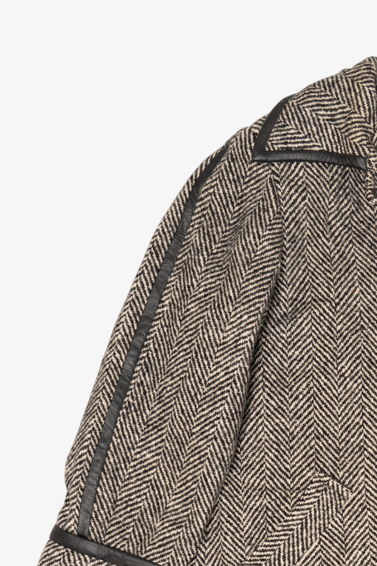 Vintage Gray Herringbone Anna Collection Union Made Long Wool Coat (1980s)