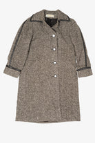 Vintage Gray Herringbone Anna Collection Union Made Long Wool Coat (1980s)