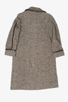 Vintage Gray Herringbone Anna Collection Union Made Long Wool Coat (1980s)