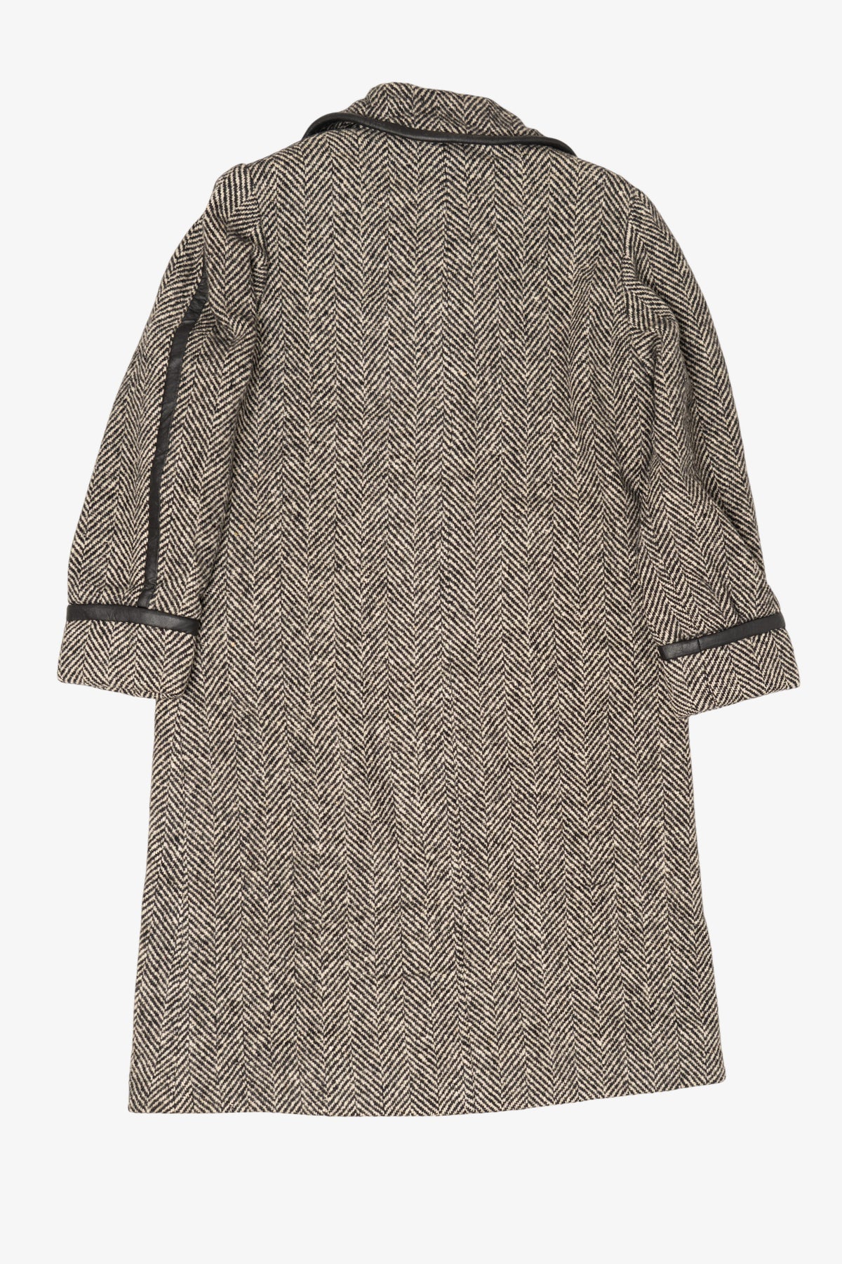 Vintage Gray Herringbone Anna Collection Union Made Long Wool Coat (1980s)