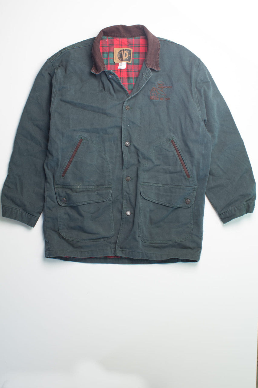 Vintage Dark Green Denim Winter Work Coat.