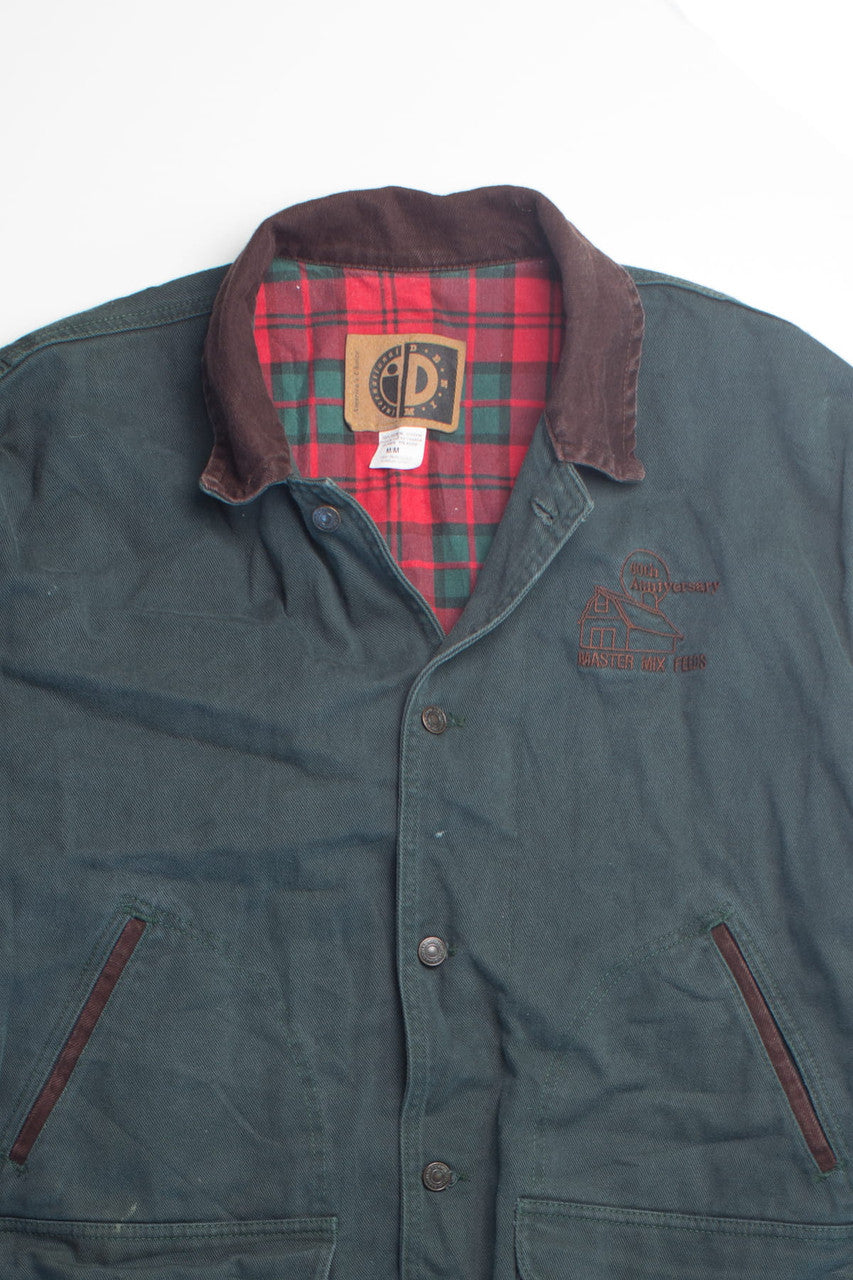 Vintage Dark Green Denim Winter Work Coat.