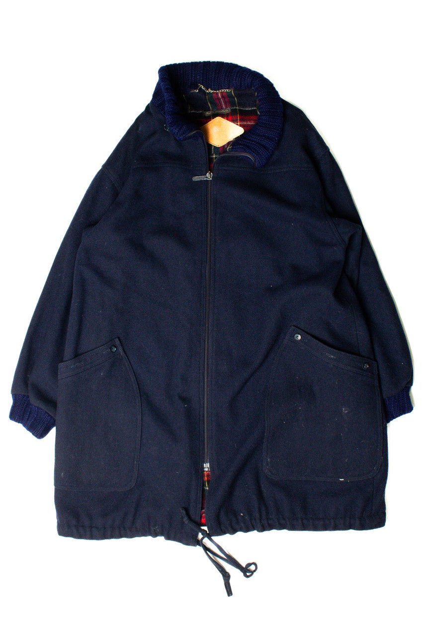 Vintage Dark Blue Winter Coat (1980s) Made In Yugoslavia