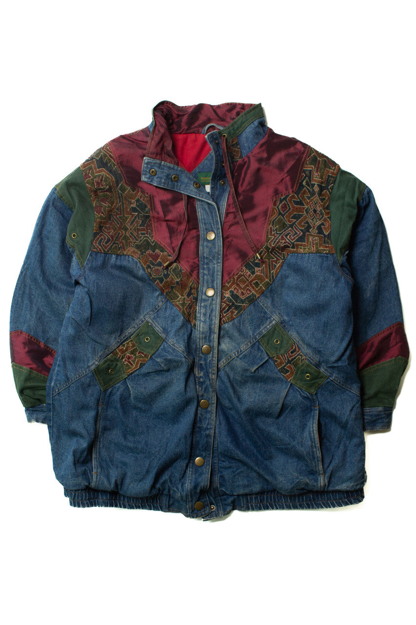 Vintage Denim Tapestry Winter Coat (1990s)