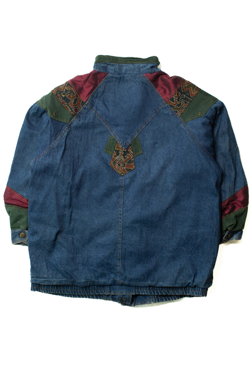 Vintage Denim Tapestry Winter Coat (1990s)
