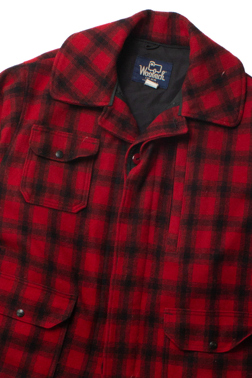 Vintage Red Plaid Woolrich Winter Coat (1980s)