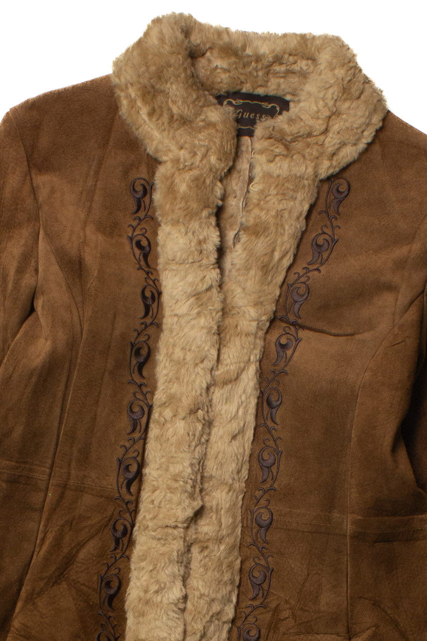 Vintage Guess Leather & Faux Fur Coat