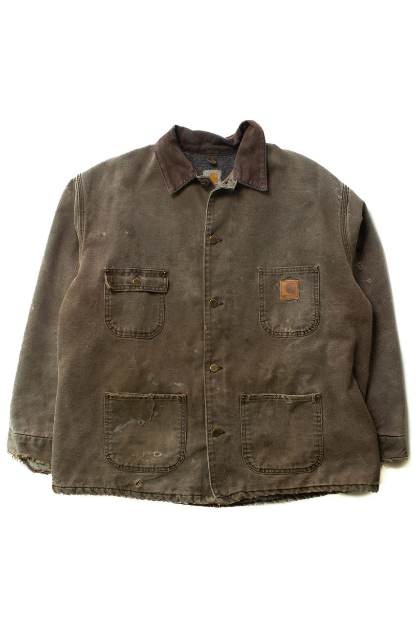 Vintage Distressed Olive Carhartt Chore Coat (1990s)