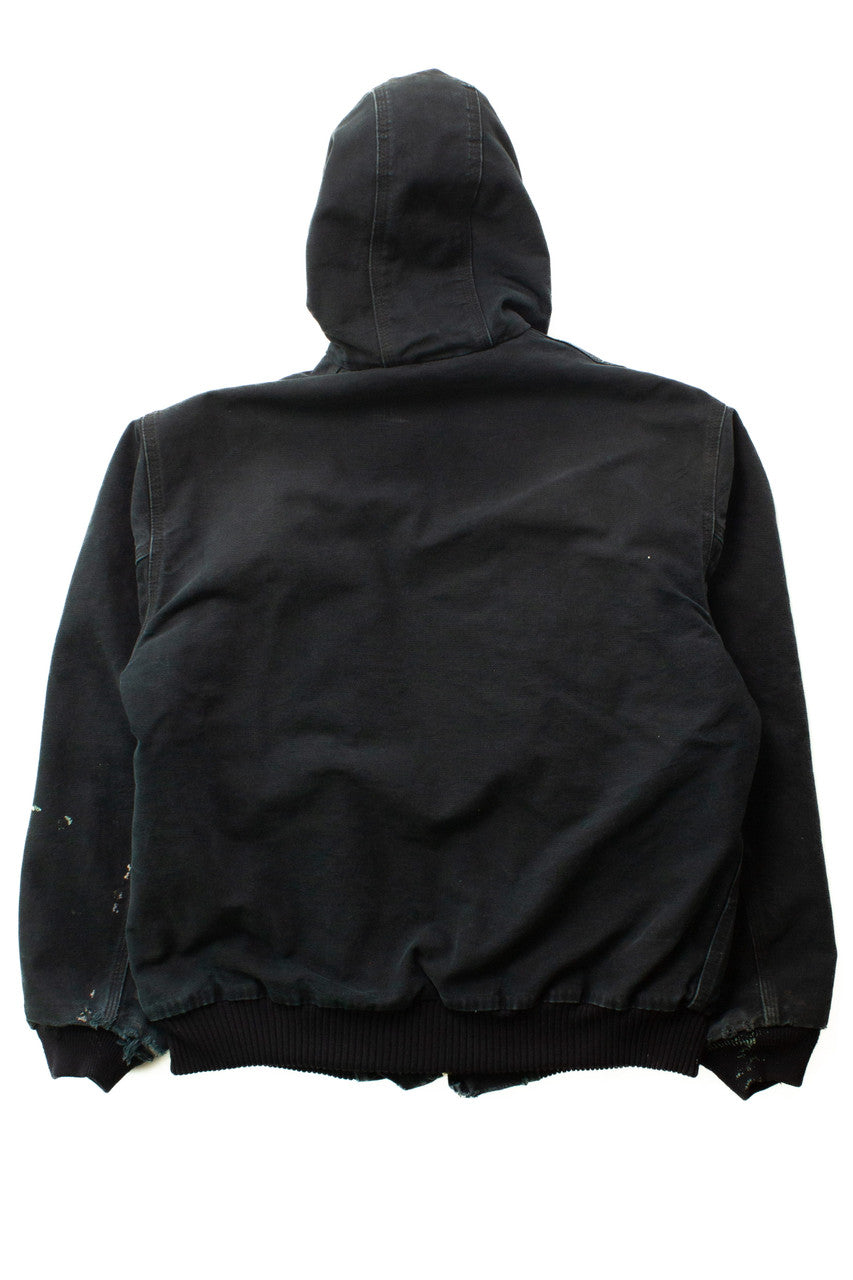 Vintage Distressed Black Hooded Carhartt Jacket (1990s)