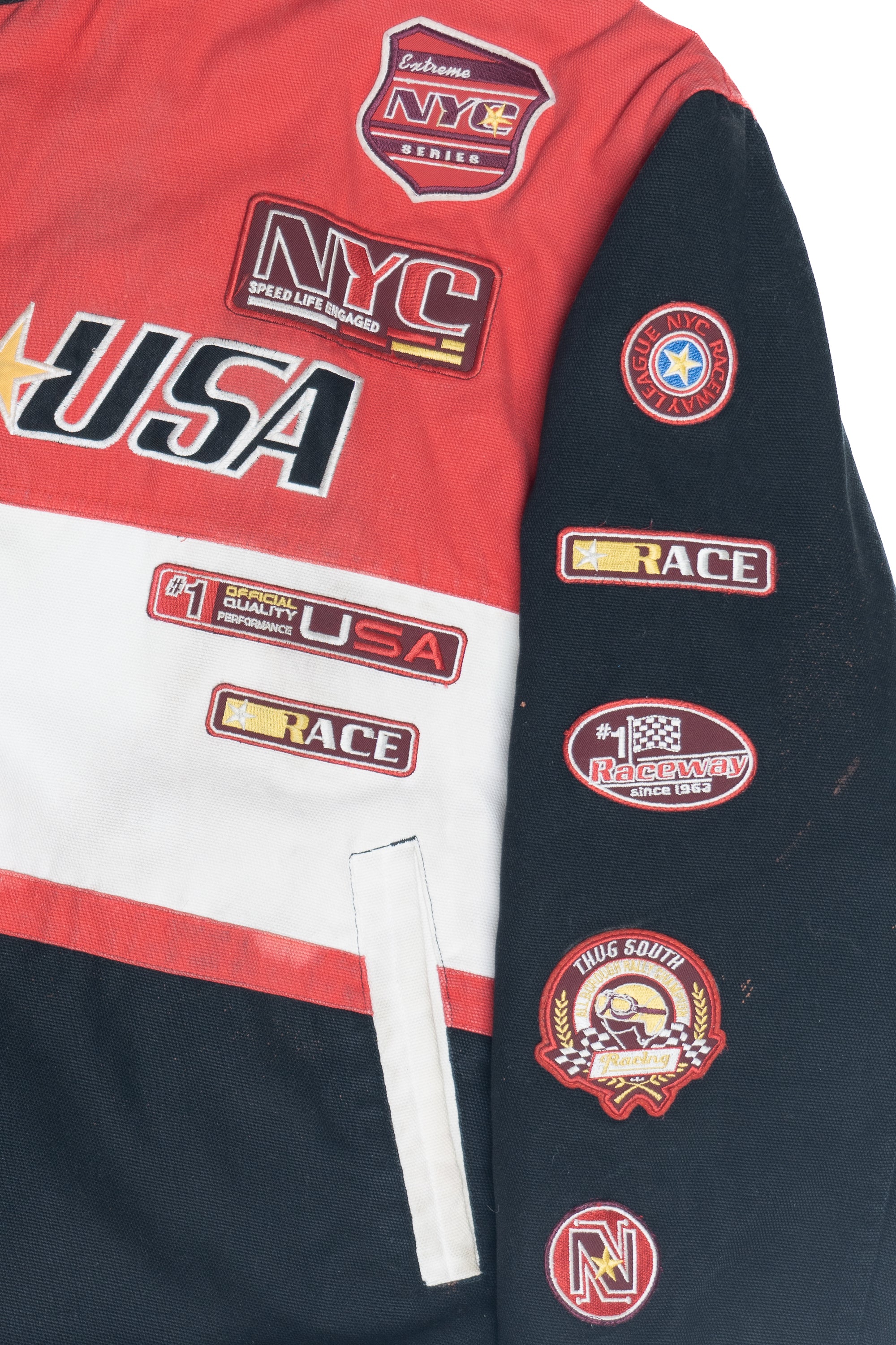 Vintage Thug South "Team USA" Embroidered Patches Heavyweight Racing Jacket (2000s)