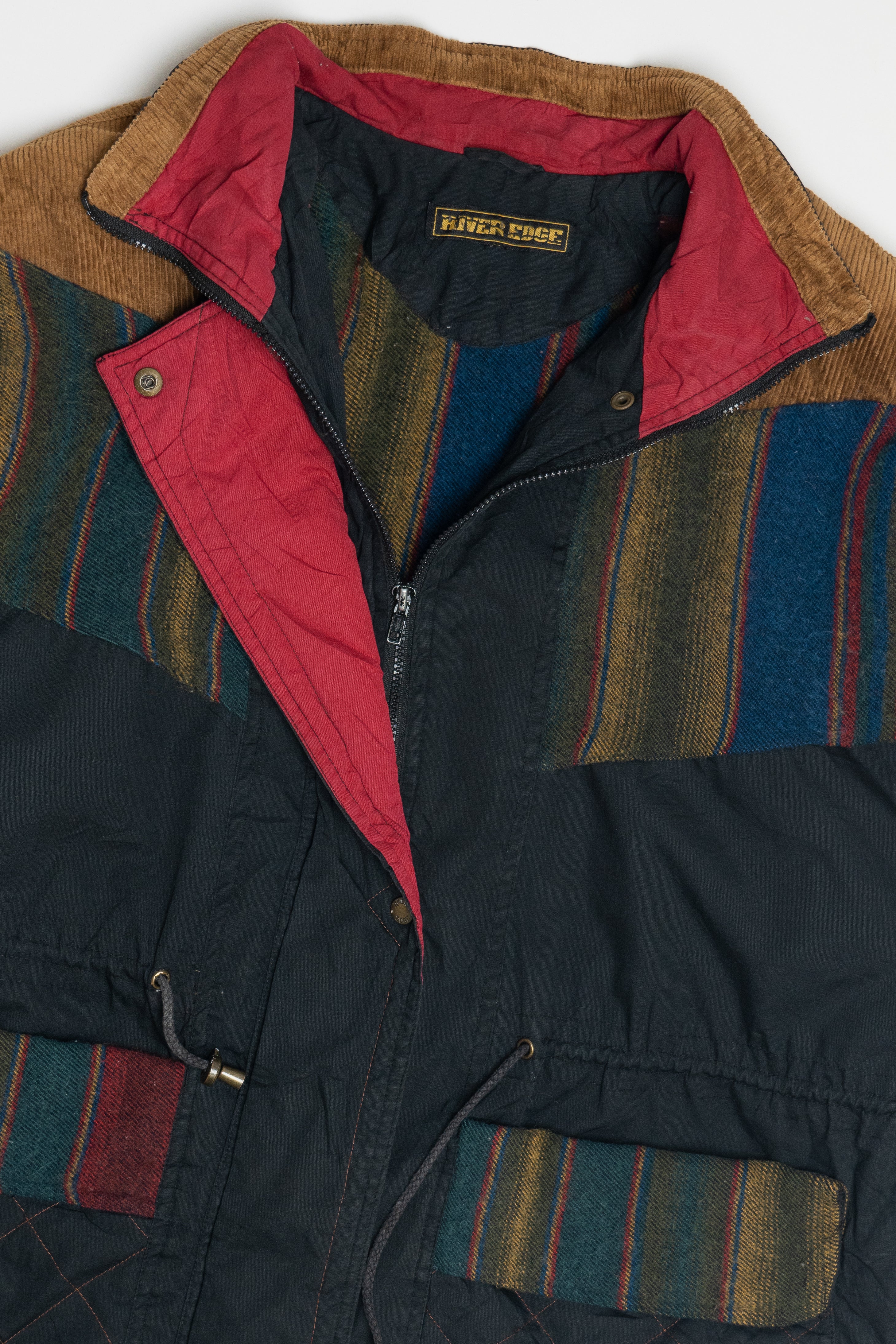 Vintage River Edge Patchwork Corduroy Detail Winter Coat (1990s)