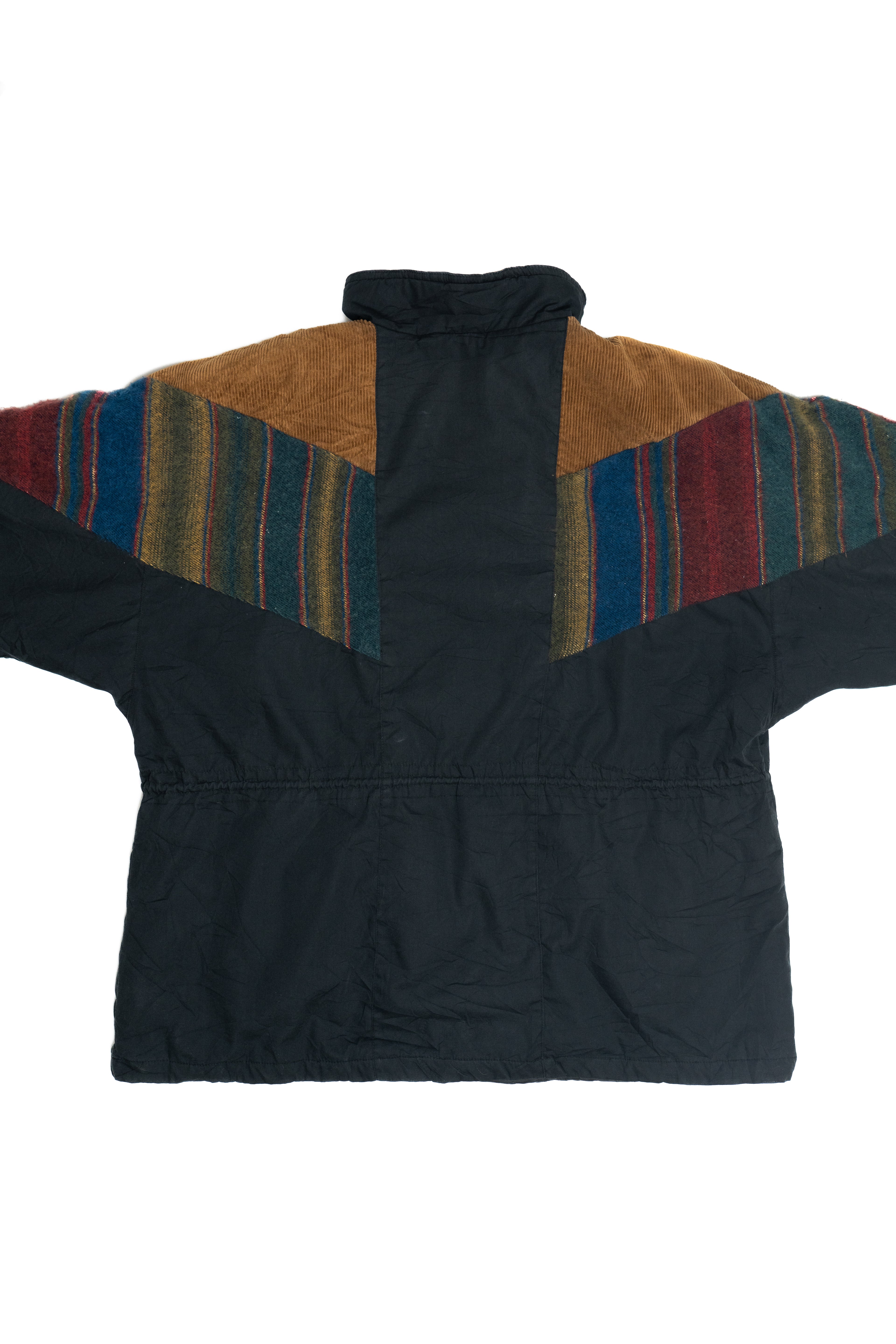 Vintage River Edge Patchwork Corduroy Detail Winter Coat (1990s)