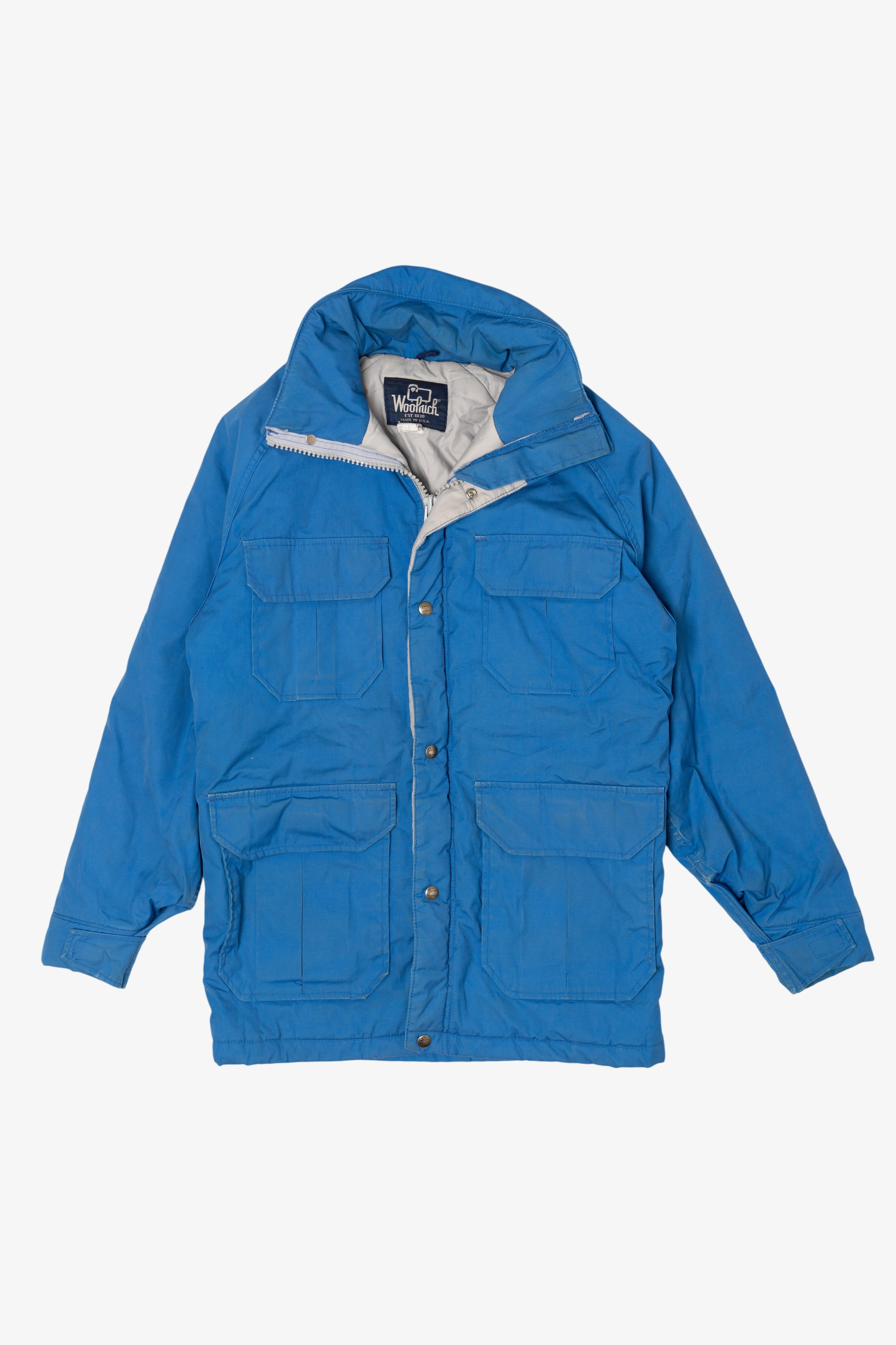 Vintage Blue Woolrich Removeable Hood Winter Coat (1990s)