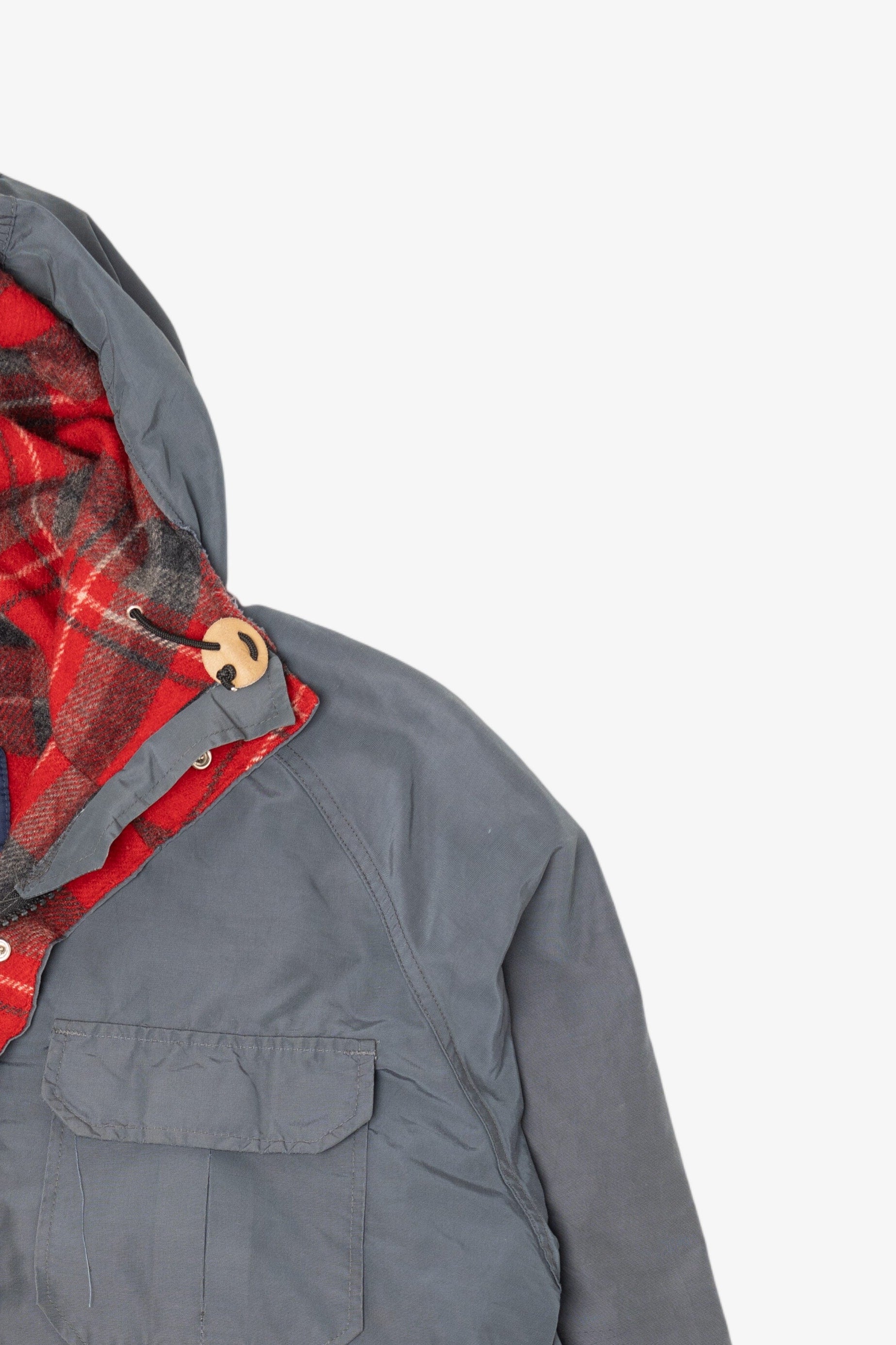 Vintage Gray Woolrich Plaid Flannel Lined Coat (1980s)