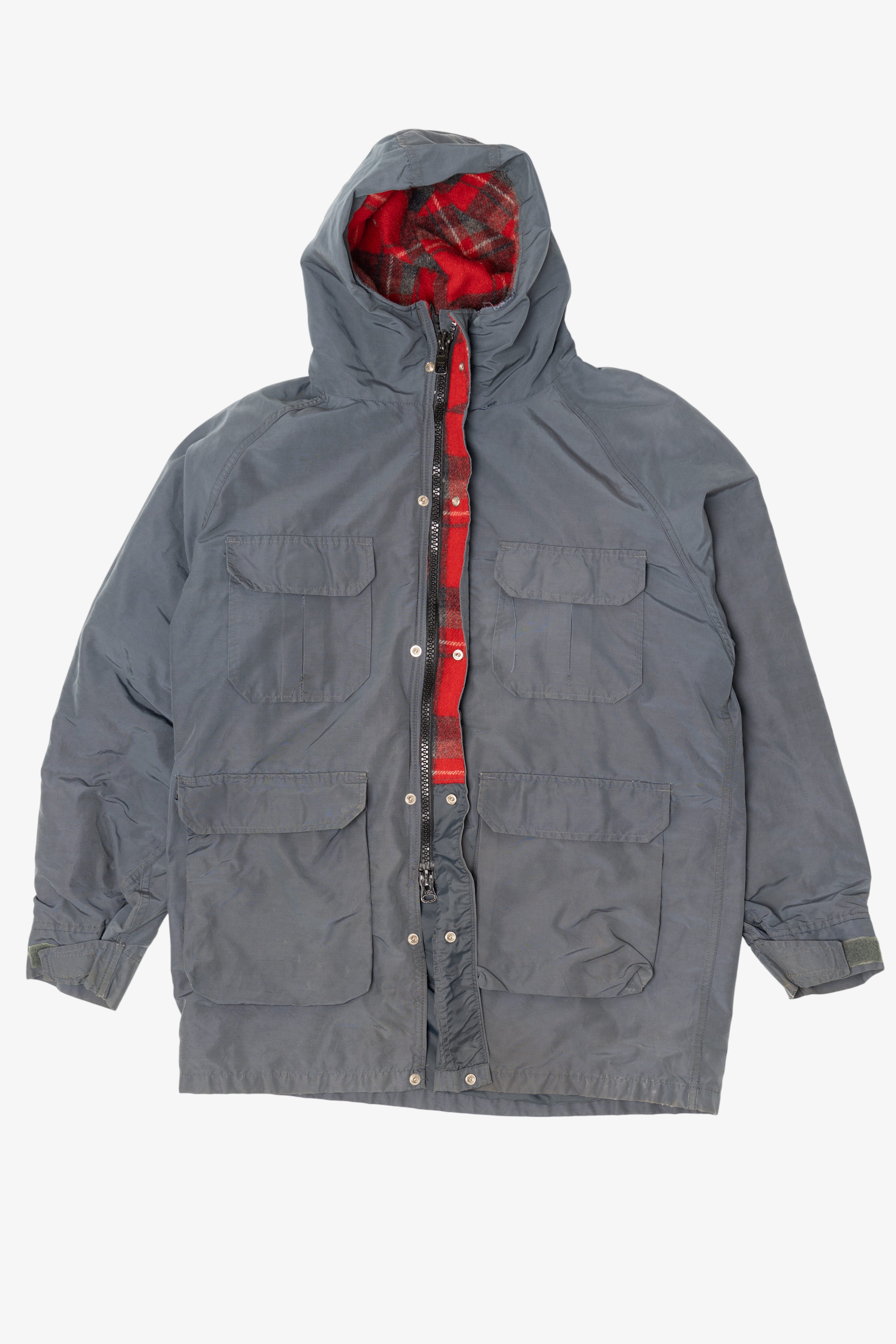 Vintage Gray Woolrich Plaid Flannel Lined Coat (1980s)