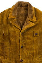 Brown Sherpa Lined Velvet Coat