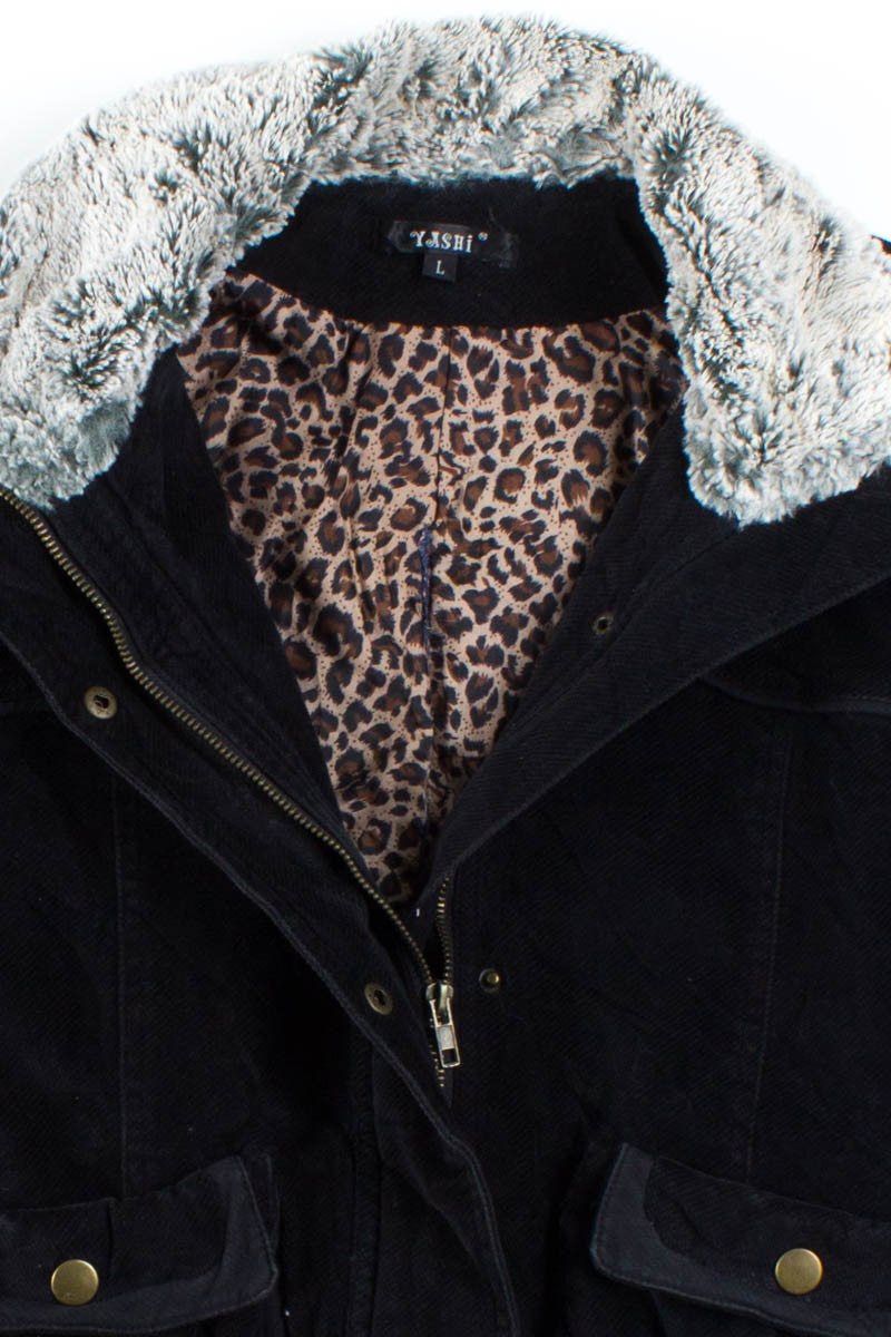 Black Sherpa Lined Corduroy Jacket