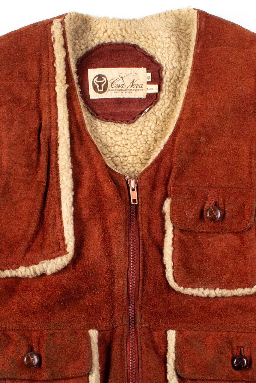 Vintage Sherpa Lined Suede Vest