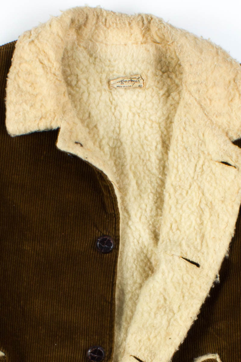 Brown Corduroy Sherpa Lined Trench Coat