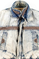 Faux-Leather Trimmed Denim Jacket